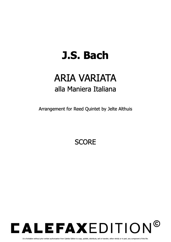 Bach, J.S.: Aria Variata alla Maniera Italiana